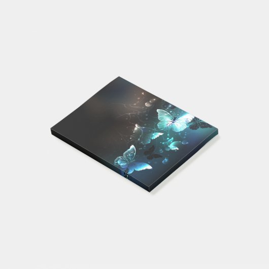 Mint-Night-Schmetterlinge Post-it Klebezettel (angewinkelt)