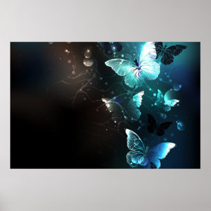 Mint-Night-Schmetterlinge Poster