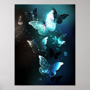 Mint-Night-Schmetterlinge Poster