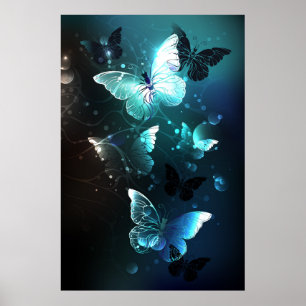 Mint-Night-Schmetterlinge Poster