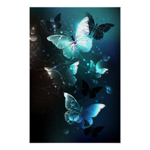 Mint-Night-Schmetterlinge Poster