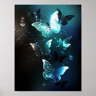 Mint-Night-Schmetterlinge Poster