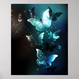 Mint-Night-Schmetterlinge Poster
