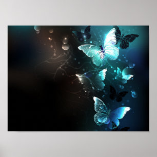 Mint-Night-Schmetterlinge Poster