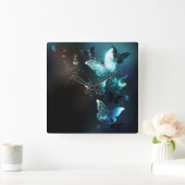 Mint-Night-Schmetterlinge Quadratische Wanduhr (Zuhause)