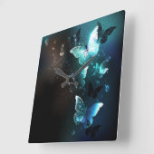 Mint-Night-Schmetterlinge Quadratische Wanduhr (Winkel)