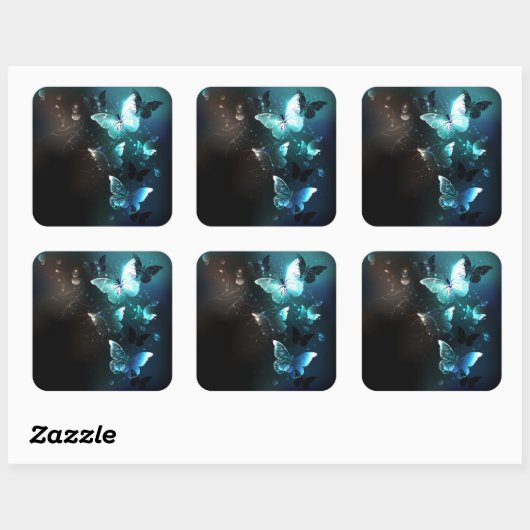 Mint-Night-Schmetterlinge Quadratischer Aufkleber (Blatt)