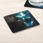 Mint-Night-Schmetterlinge Rechteckiger Pappuntersetzer (angewinkelt)