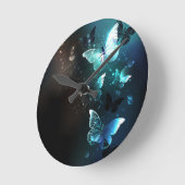 Mint-Night-Schmetterlinge Runde Wanduhr (Winkel)