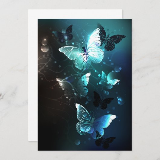 Mint-Night-Schmetterlinge Save The Date (Vorne/Hinten)