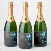 Mint-Night-Schmetterlinge Schaumweinetikett (Flaschen)