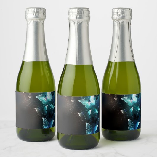 Mint-Night-Schmetterlinge Schaumweinetikett (Flaschen)
