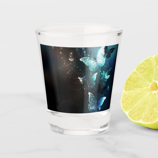 Mint-Night-Schmetterlinge Schnapsglas (Vorderseite)