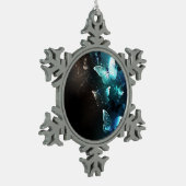 Mint-Night-Schmetterlinge Schneeflocken Zinn-Ornament (Links)