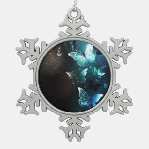 Mint-Night-Schmetterlinge Schneeflocken Zinn-Ornament