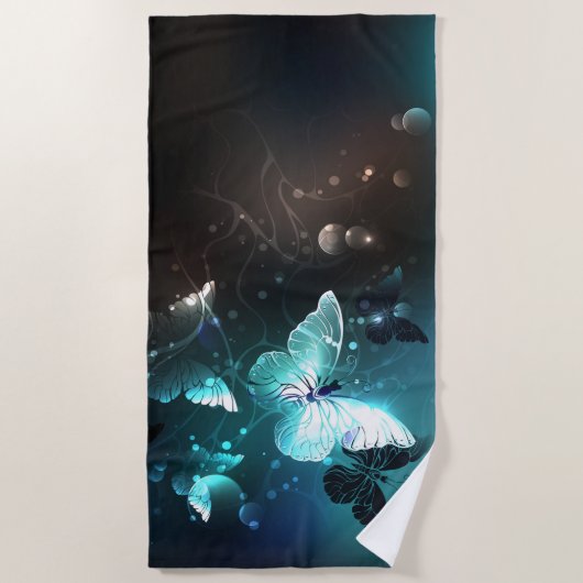 Mint-Night-Schmetterlinge Strandtuch (Vorderseite)