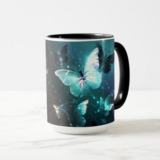 Mint-Night-Schmetterlinge Tasse (VorderseiteRechts)