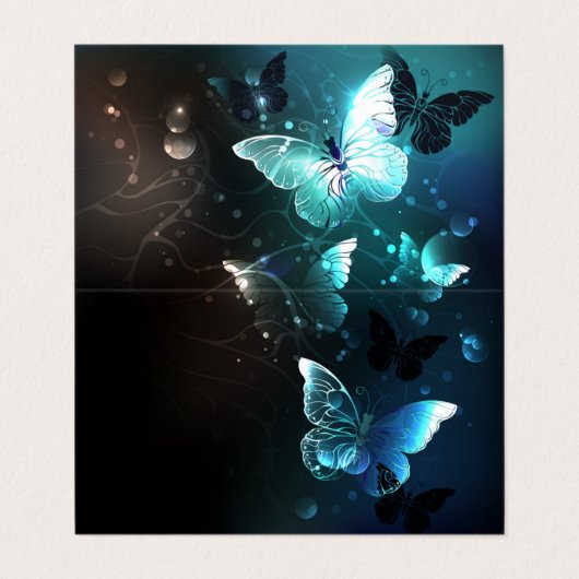 Mint-Night-Schmetterlinge Visitenkarten (Außenseite Aufgefaltet)