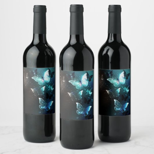 Mint-Night-Schmetterlinge Weinetikett (Flaschen)