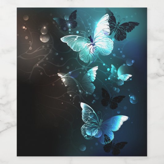 Mint-Night-Schmetterlinge Weinetikett (Einzelnes Label)
