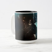 Mint-Night-Schmetterlinge Zweifarbige Tasse (Vorderseite Links)