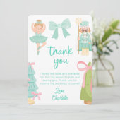 Mint Nutcracker Birthday Photo Thank You Card Einladung (Stehend Vorderseite)
