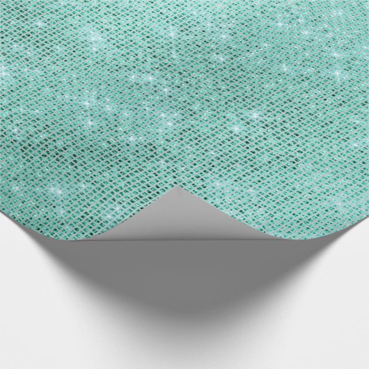 Mint Ocean Beach Aqua Funkelnd Diamond Metallic Geschenkpapier (Ecke)