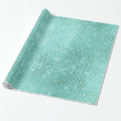 Mint Ocean Beach Aqua Funkelnd Diamond Metallic Geschenkpapier (Ungerollt)