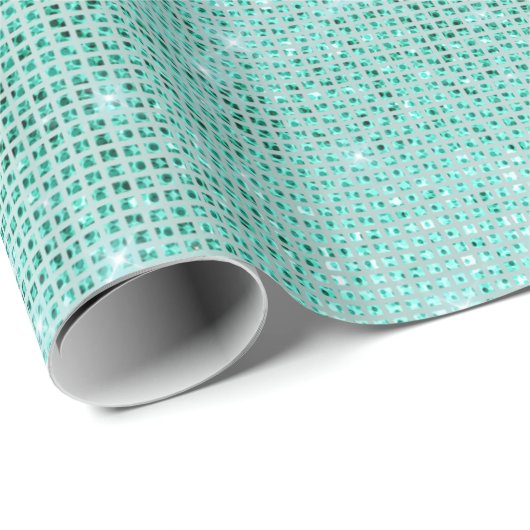 Mint Ocean Beach Aqua Funkelnd Diamond Metallic Geschenkpapier (Rolleneckpunkt)