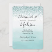 Mint Ombre Glitzer Einladung (Vorderseite)