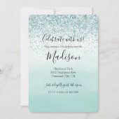 Mint Ombre Glitzer Einladung (Vorderseite)