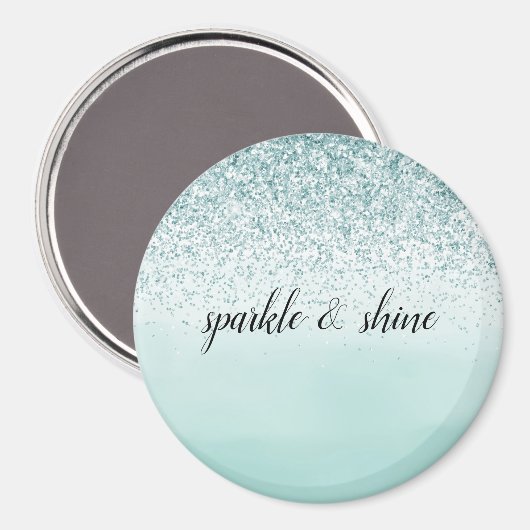 Mint Ombre Glitzer personalisiert Magnet (Vorderseite/Rückseite)