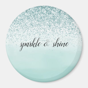 Mint Ombre Glitzer personalisiert Magnet