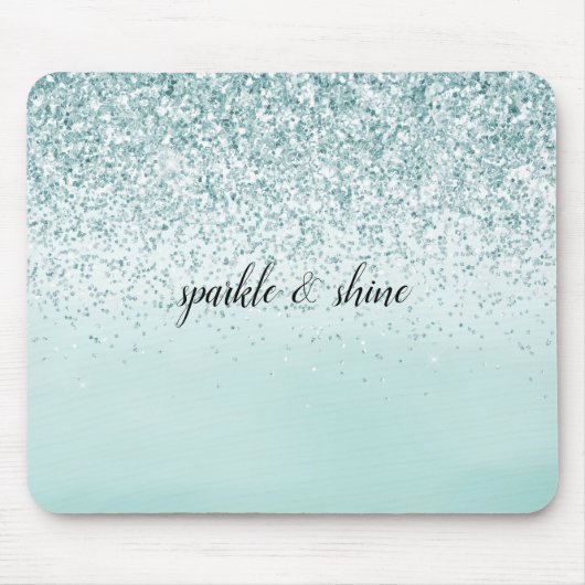 Mint Ombre Glitzer personalisiert Mousepad (Vorne)