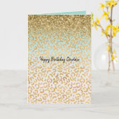 Mint Ombre Gold Glitzer Leopard Print Karte (Gelbe Blume)