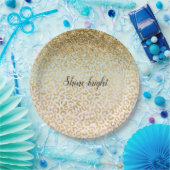 Mint Ombre Gold Glitzer Leopard Print Pappteller (Party)