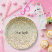 Mint Ombre Gold Glitzer Leopard Print Pappteller (Party)