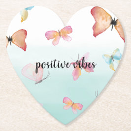 Mint Ombre Pink Butterflies Wasserfarbe Untersetzer