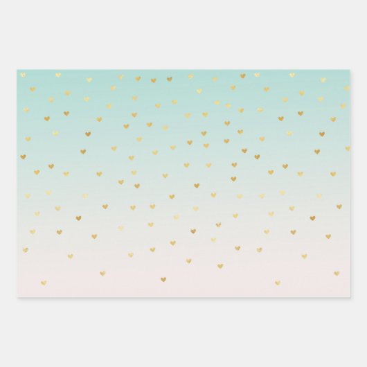 Mint Ombre White Bokeh Confetti Geschenkpapier Set (Vorderseite 3)
