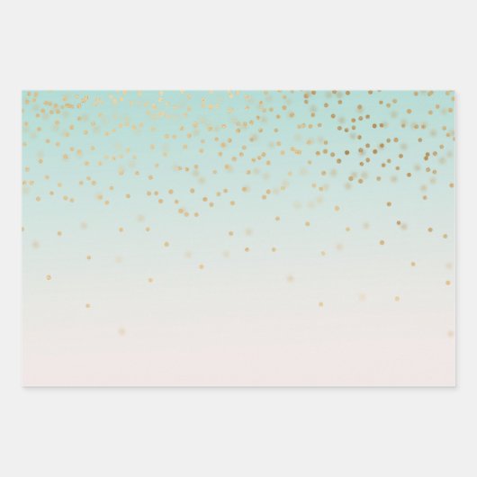 Mint Ombre White Bokeh Confetti Geschenkpapier Set (Vorderseite 2)