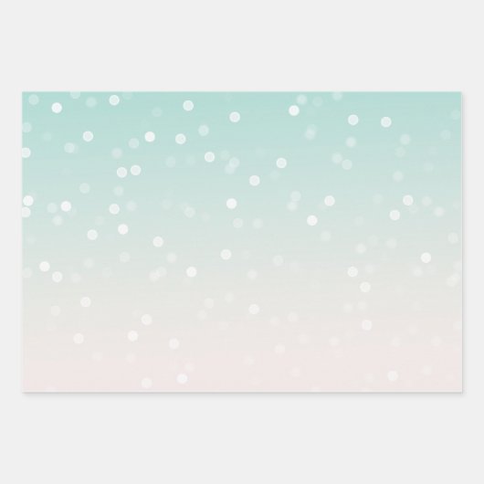 Mint Ombre White Bokeh Confetti Geschenkpapier Set (Vorderseite)