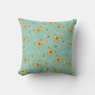 Mint Orange Florales Wurfkissen Kissen