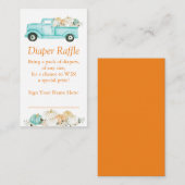Mint Orange Little Pumpkin Diaper Raffle Ticket Begleitkarte (Vorne/Hinten)