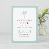 Mint Palm Tree Wedding Save the Date (Stehend Vorderseite)