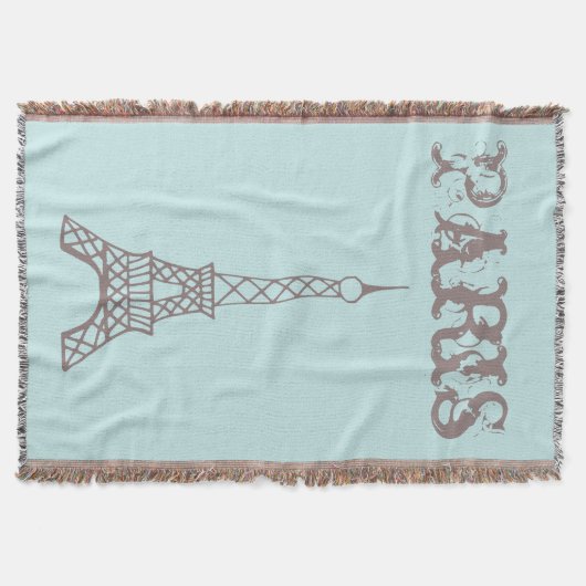 Mint Paris Eiffel Tower Throw Blanket Decke (Vorderseite)