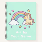Mint Pastel Unicorn Rainbow Personalized Notizblock (Vorderseite)