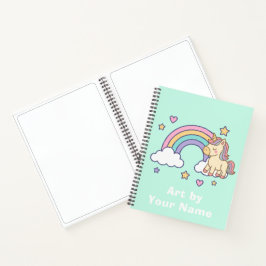 Mint Pastel Unicorn Rainbow Personalized Notizblock