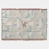 Mint Patchwork Monogramm Decke (Vorderseite)