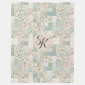 Mint Patchwork Monogramm Fleecedecke (Vorderseite)