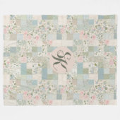 Mint Patchwork Monogramm Fleecedecke (Vorderseite (Horizontal))